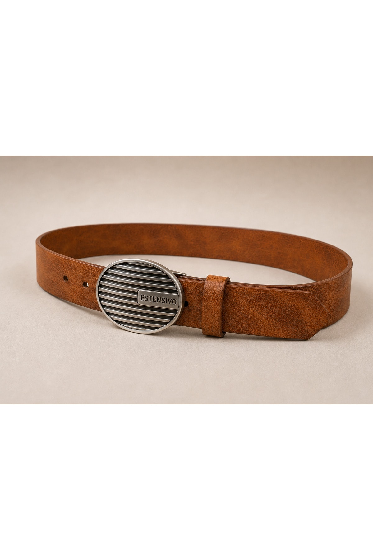 Kadın Koyu Kahve Oval Tokalı Minimal Şık Kemer Metal Detaylı Deri Görünümlü - Görsel 3