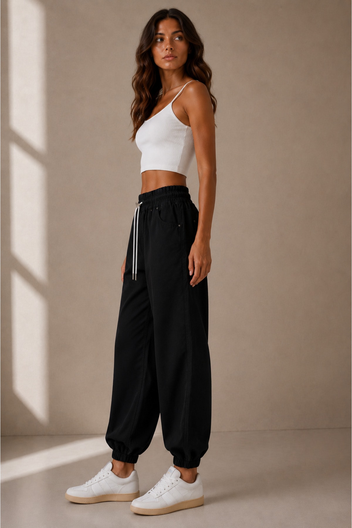 Ekru Milano Model Rahat Kesim Pantolon - Görsel 6