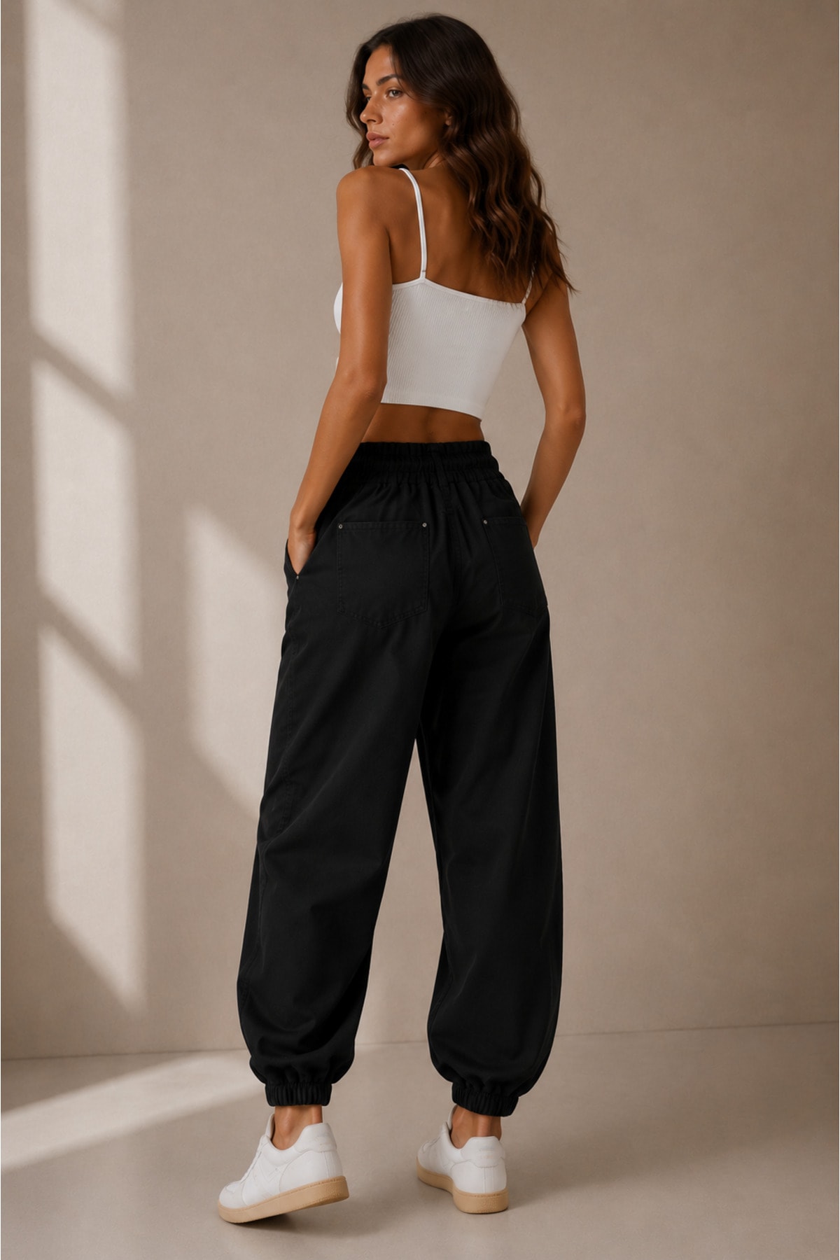 Ekru Milano Model Rahat Kesim Pantolon - Görsel 3