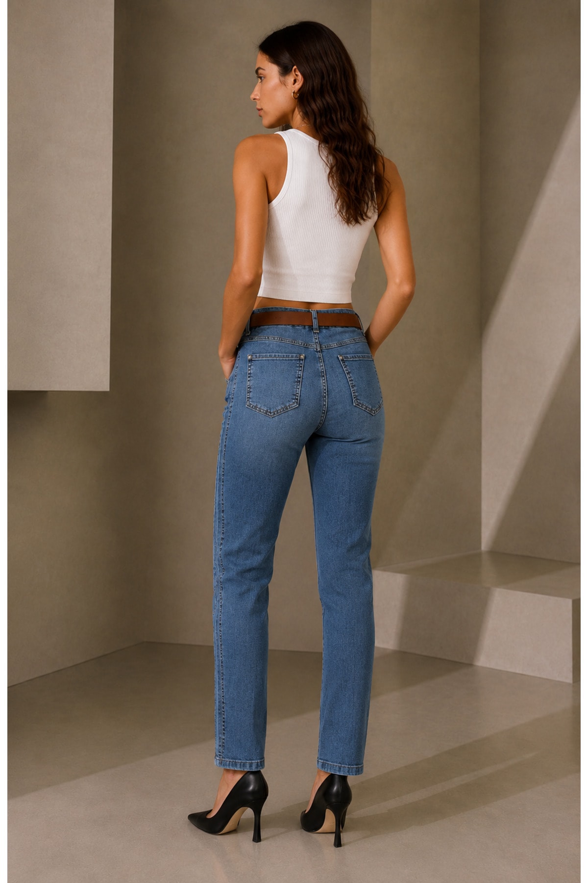 Orta Bel Straight Fit Mavi Kadın Kot Pantolon - Görsel 2