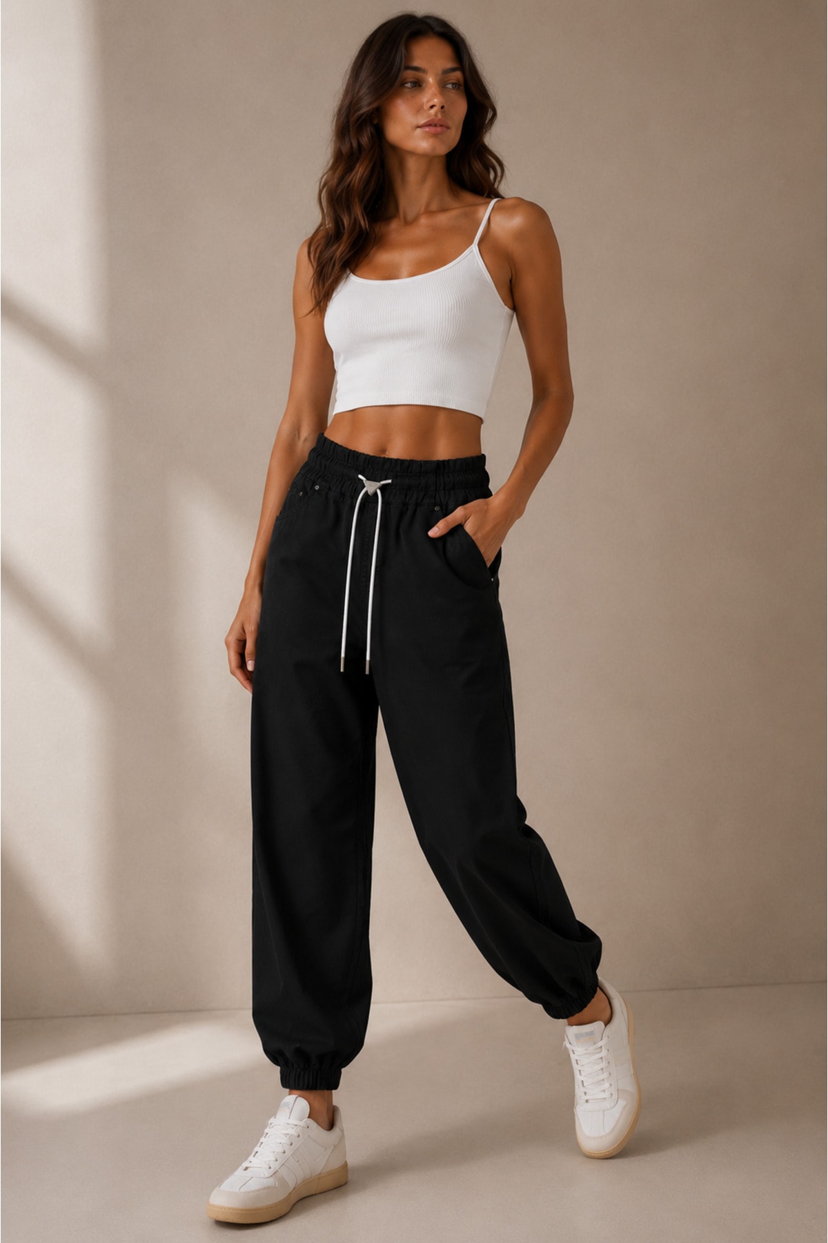 Ekru Milano Model Rahat Kesim Pantolon - Görsel 1