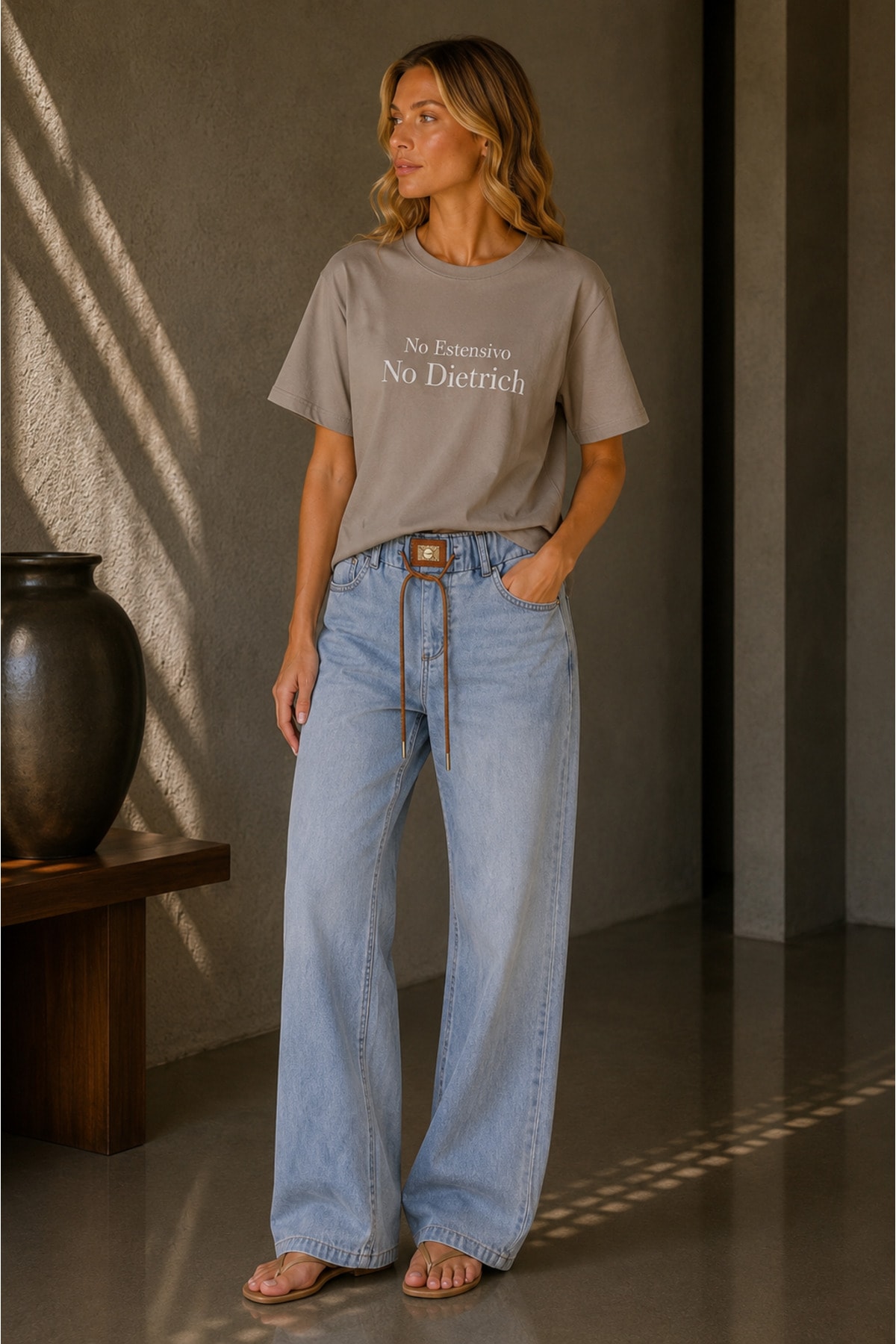 No No Baskılı Oversize T-Shirt – Taş Rengi