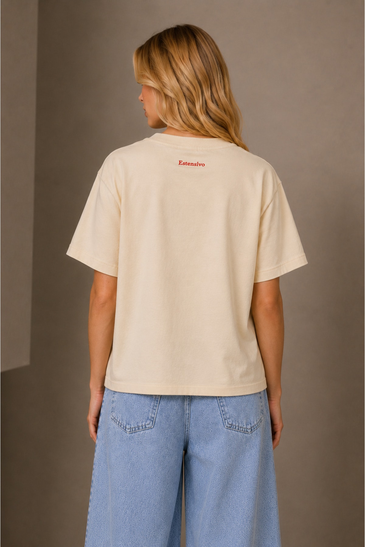 Madame Bovary Baskılı Oversize T-Shirt – Krem / Bej - Görsel 3