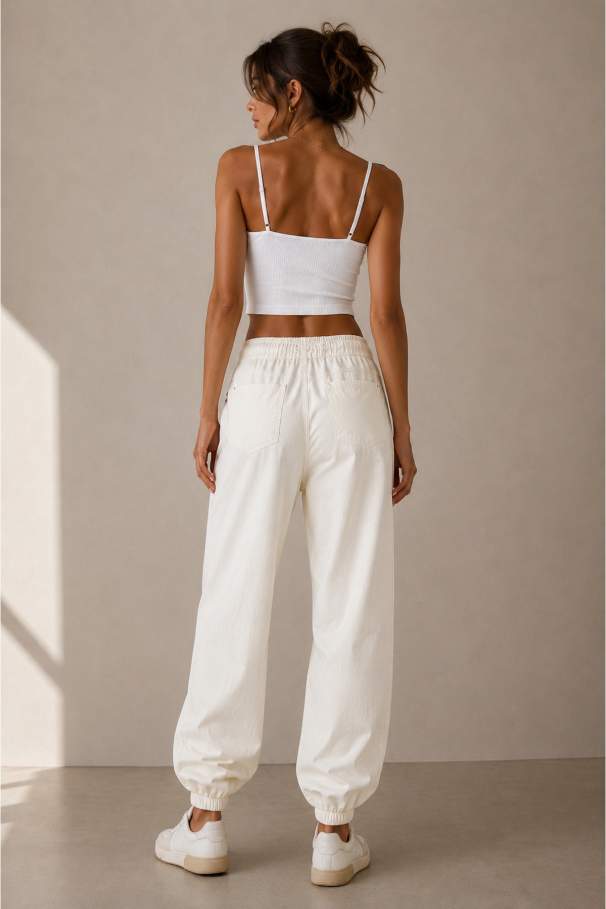 Ekru Milano Model Rahat Kesim Pantolon - Görsel 2